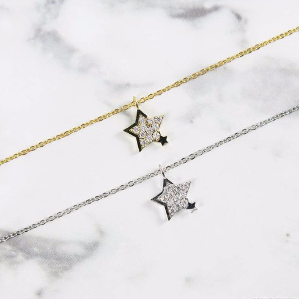 Star Necklace - Gold & Silver CZ